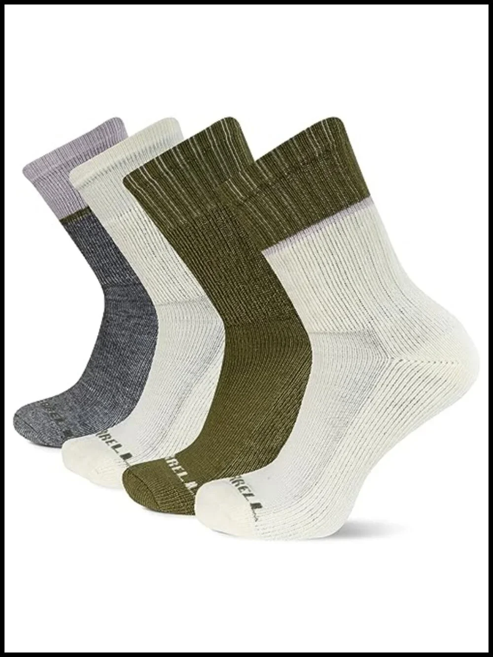 Merrell Men's and Women's Hiking Crew Socks 4-Pack Wool Blend Arch Support